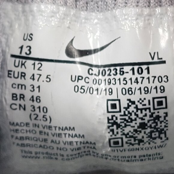 Nike Alpha Huarache 7 Pro TF Lax Men's White Gray Shoes CJ0235-101 US Sz 13 NWB - Picture 9 of 9